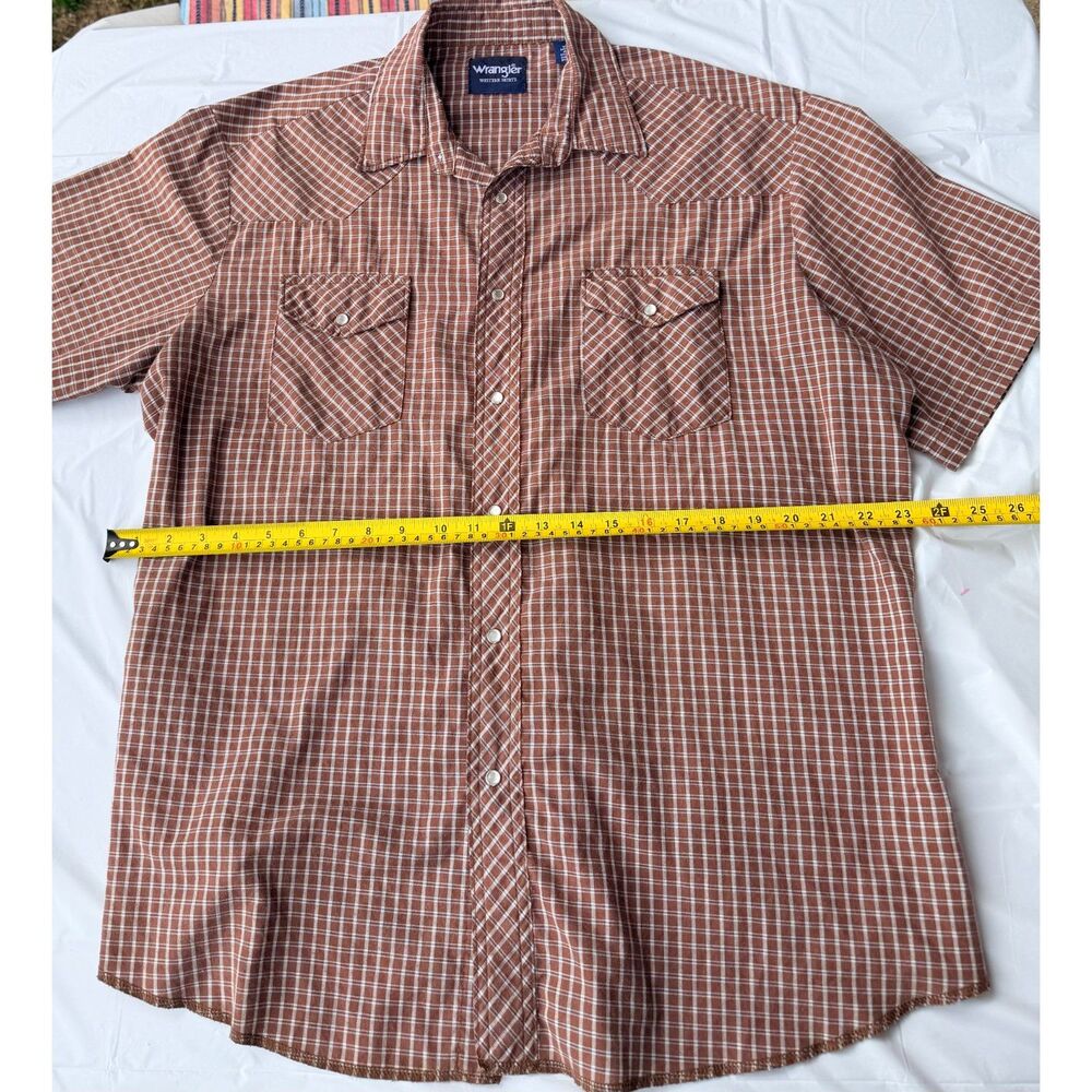 Wrangler Western Snap Shirt Plaid Cowboy Rodeo Brown XL Ranchwear